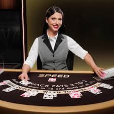 Meja blackjack live dealer fif toto dengan antarmuka chip dan taruhan dari saldo GoPay
